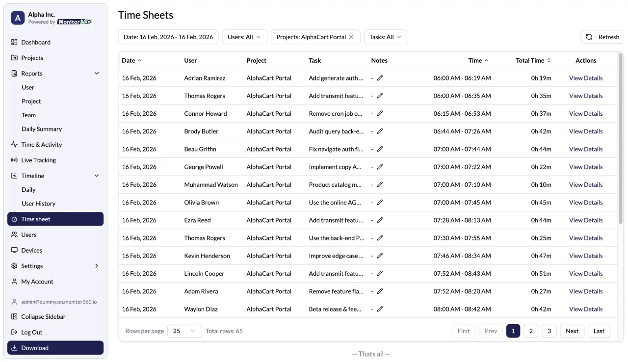 Employee timesheet management software