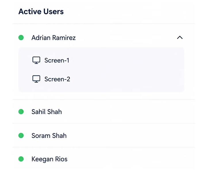Multiple employee screen view in real-time