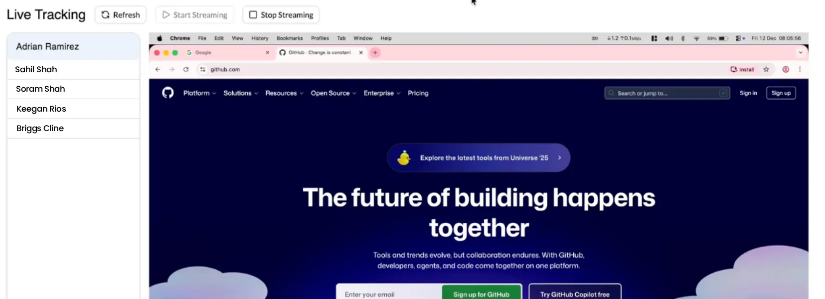 Employee Live Screen Streaming