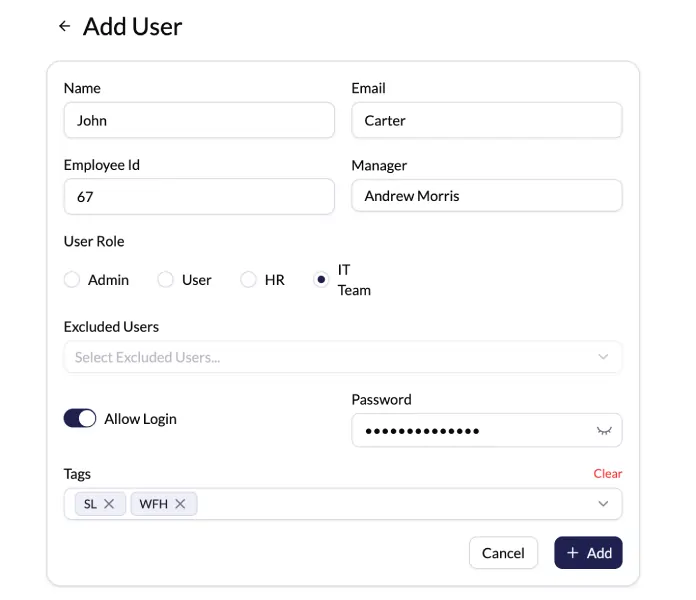 User Control for screen monitoring