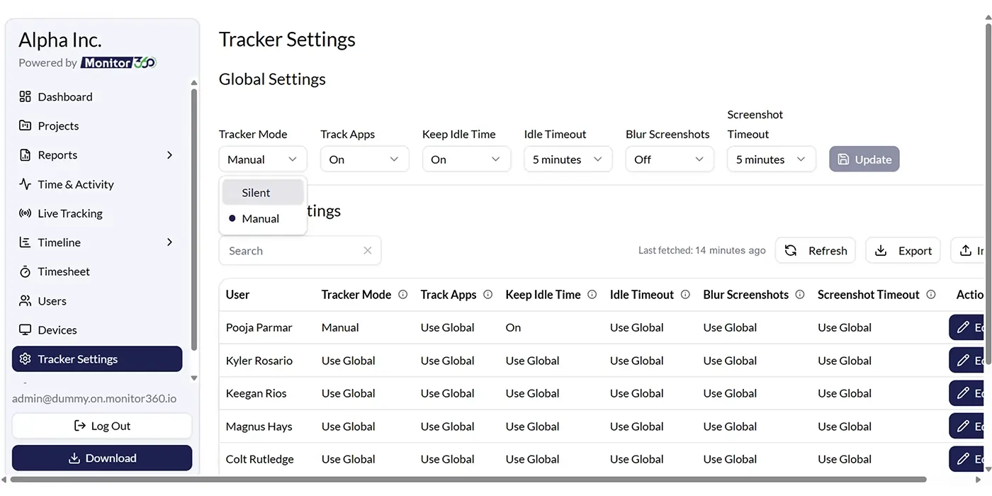 Easily export reports directly in your email through monitor360 integration