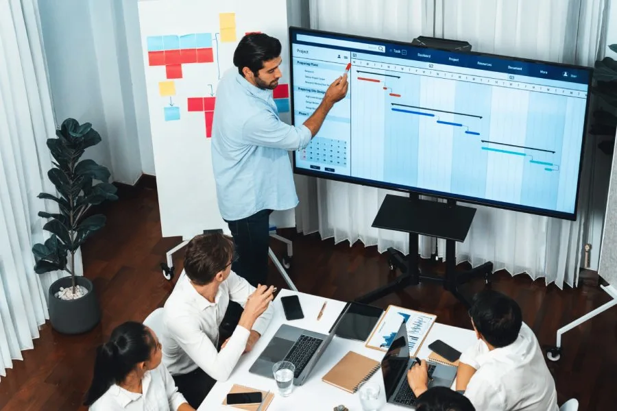 project manager explaining project sprints