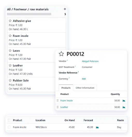 Footwear raw material management system