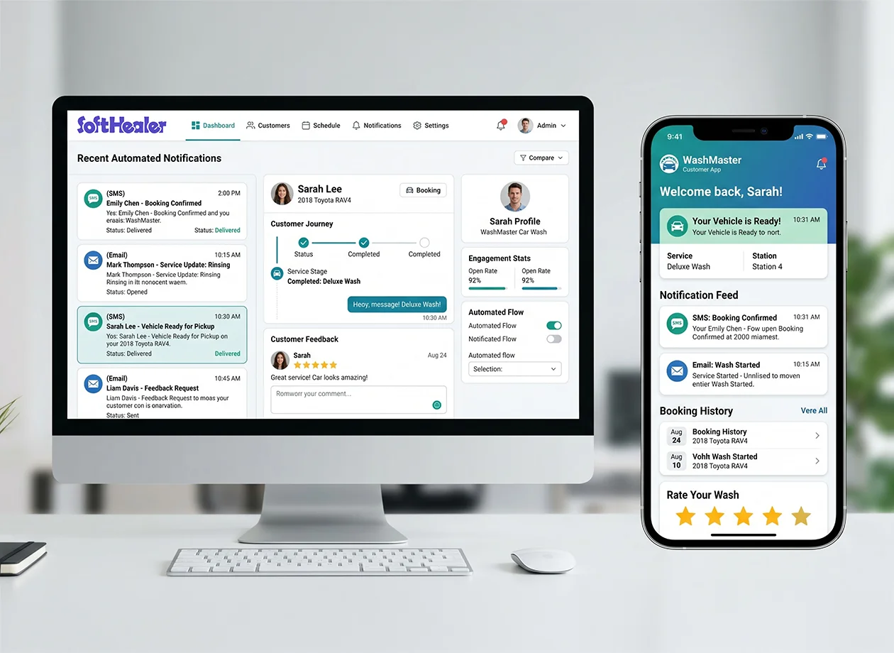Automated notifications in wash management software